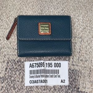 Dooney & Bourke Teal Leather Card Holder pebbled new qvc wallet